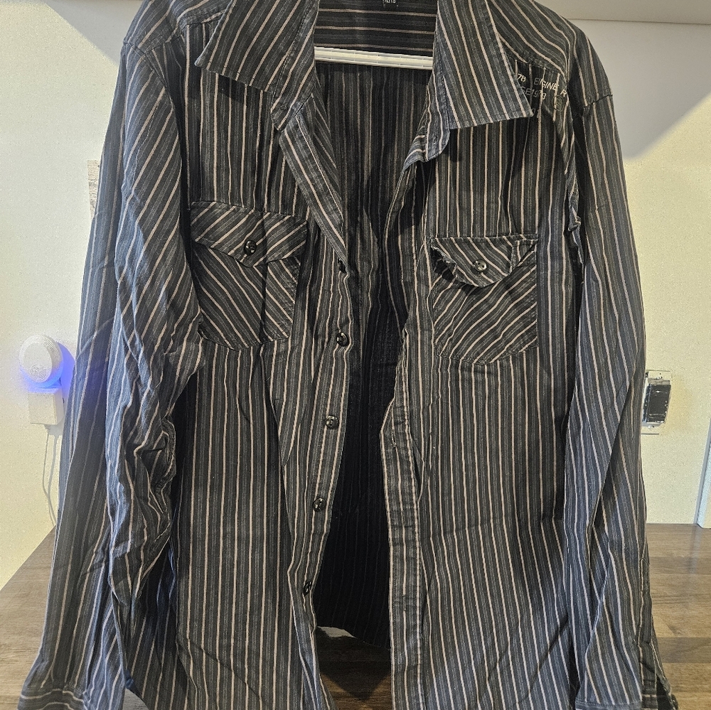Engine Striped Button-Up Shirt